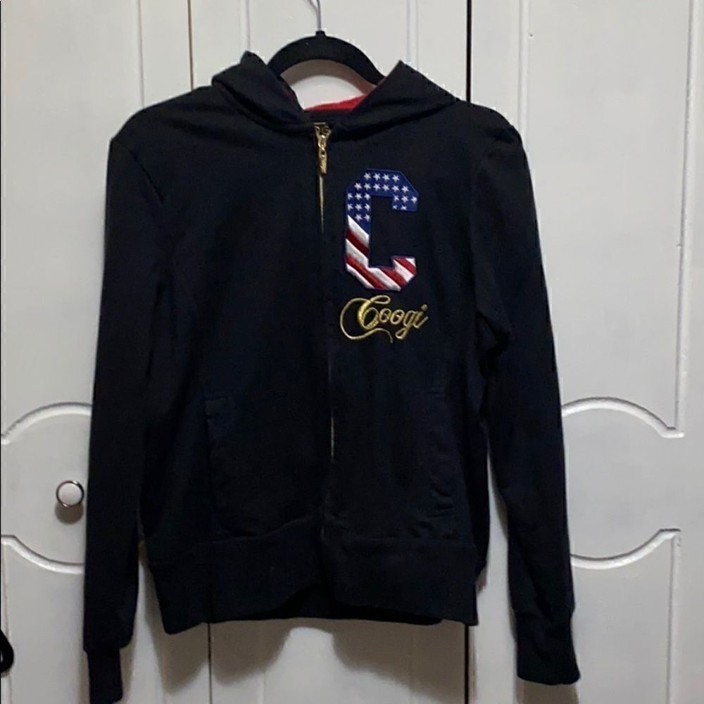 COOGI Black zippered hoodie sweatshirt/ sweater L